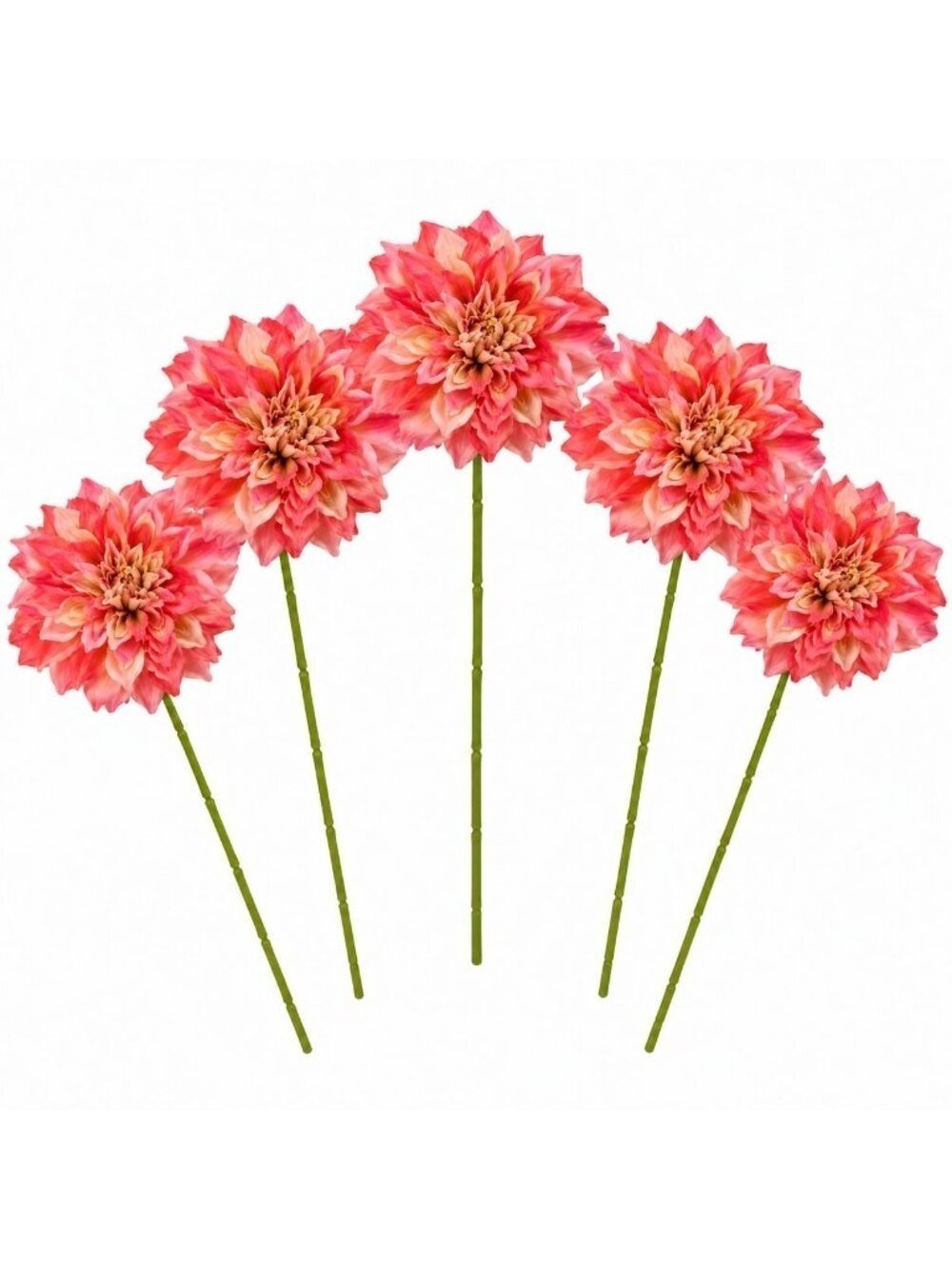 Coral Pink Dahlia Stem Bundle Faux Flowers Wedding Bouquet Flowers Farmhouse Flo